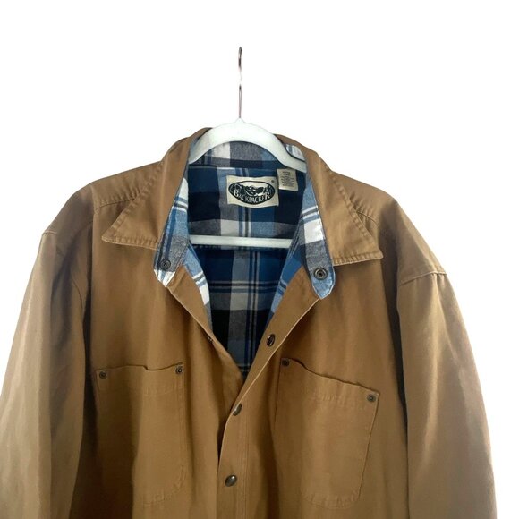 Backpacker Men's Canvas Plaid Flannel Button-Up Jacket 2XL Brown Cotton Outdoor - Picture 3 of 8
